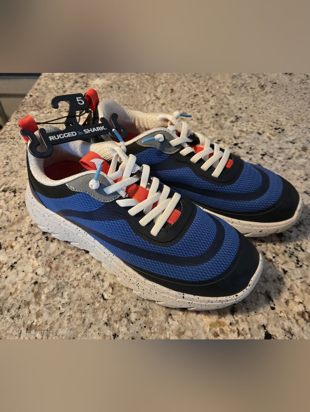 New Rugged Shark Kids Blue Athletic Sneakers Sz 5